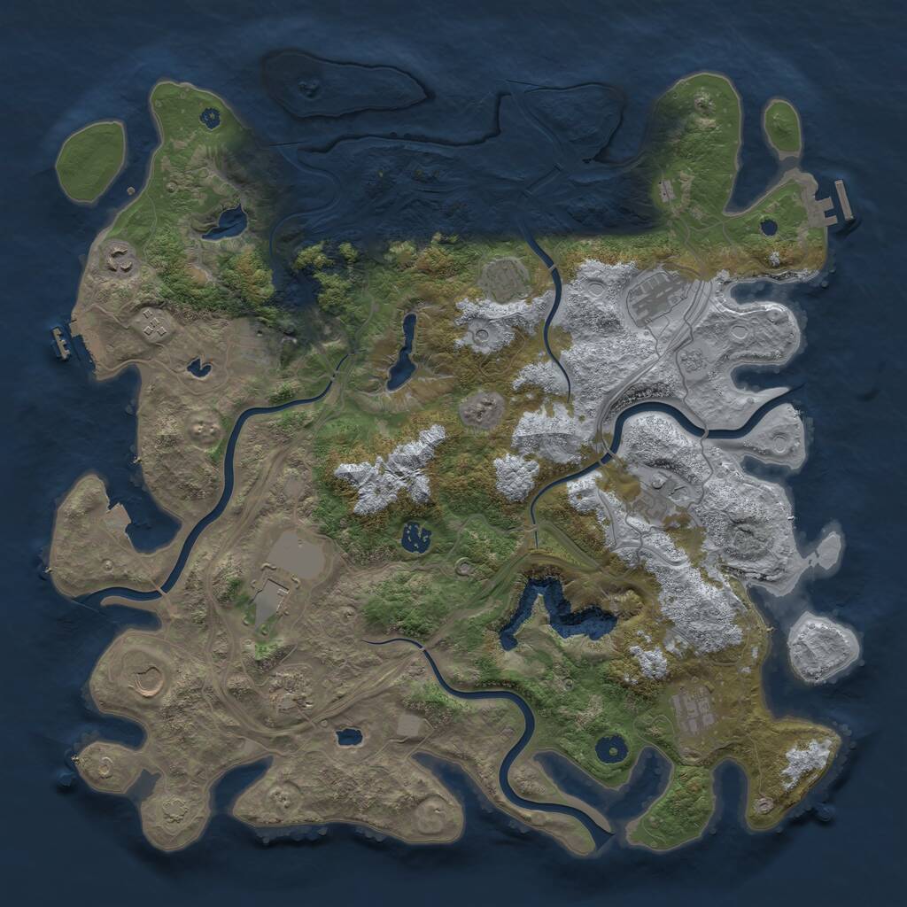 Rust Map: Procedural Map, Size: 4500, Seed: 1154436323, 17 Monuments