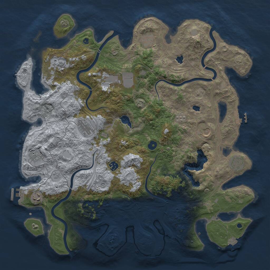 Rust Map: Procedural Map, Size: 4500, Seed: 485551449, 16 Monuments