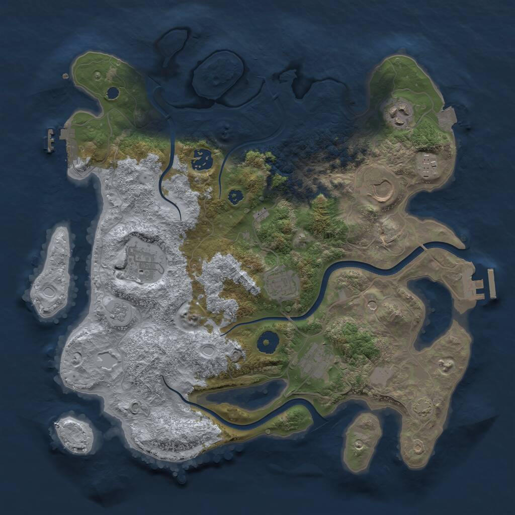 Rust Map: Procedural Map, Size: 3500, Seed: 887810601, 13 Monuments