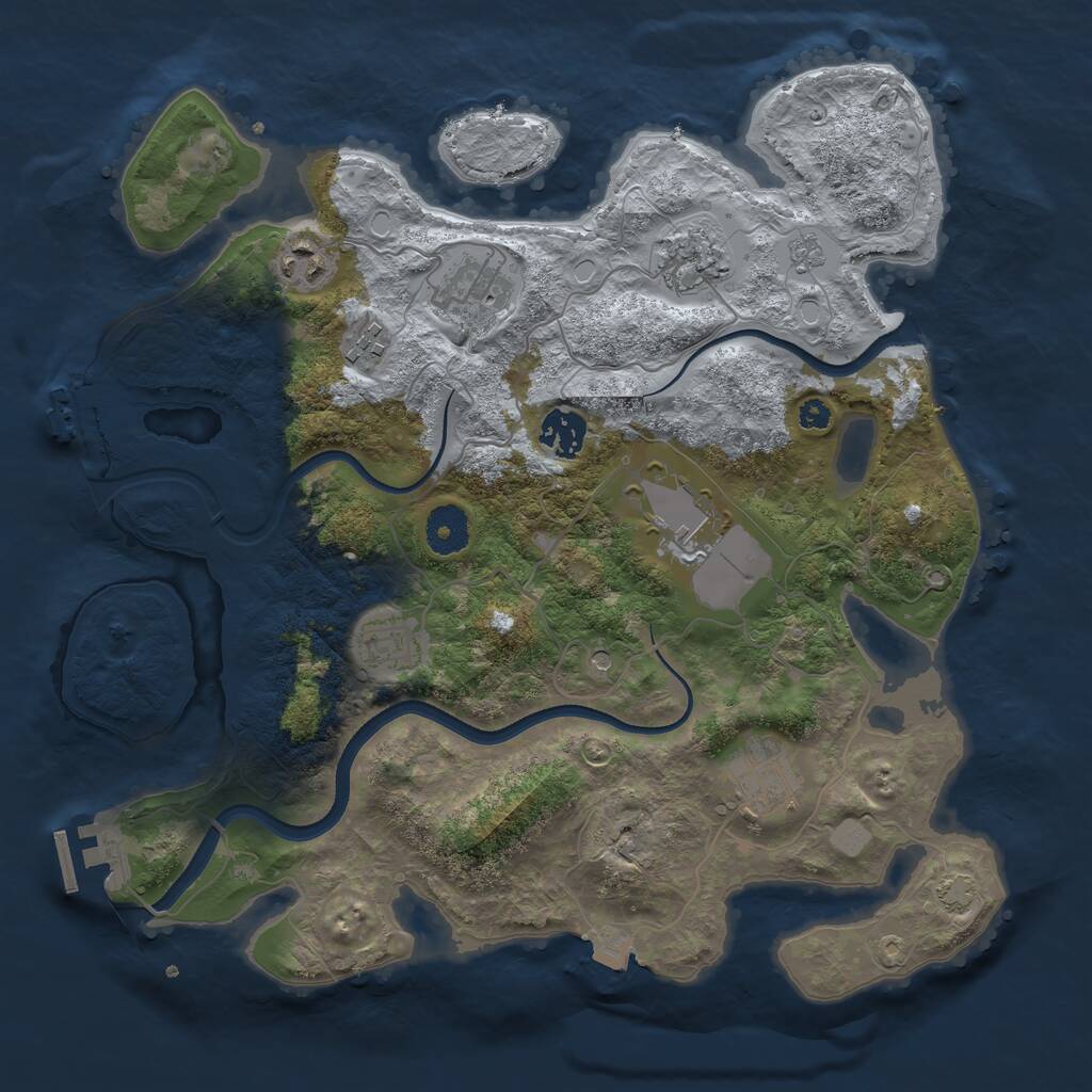 Rust Map: Procedural Map, Size: 3500, Seed: 24879846, 14 Monuments