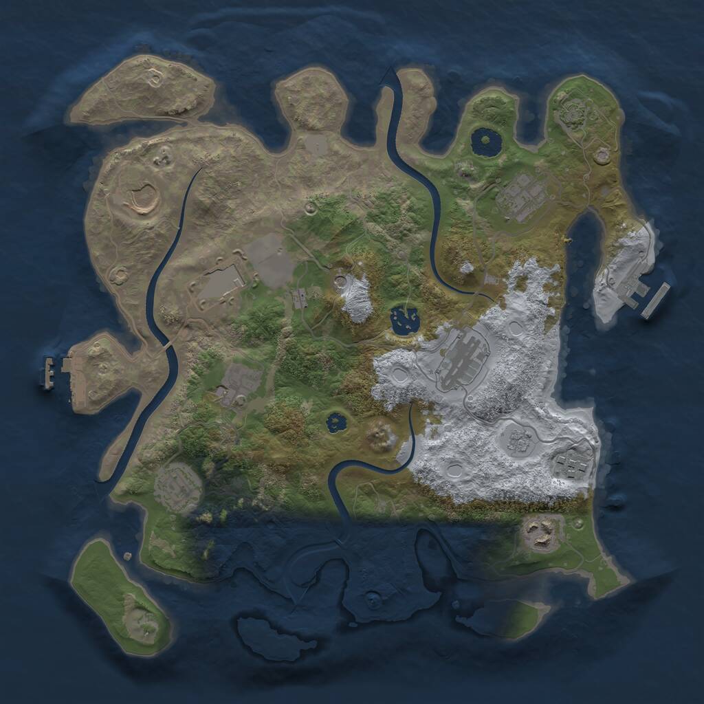 Rust Map: Procedural Map, Size: 3500, Seed: 1377148857, 15 Monuments