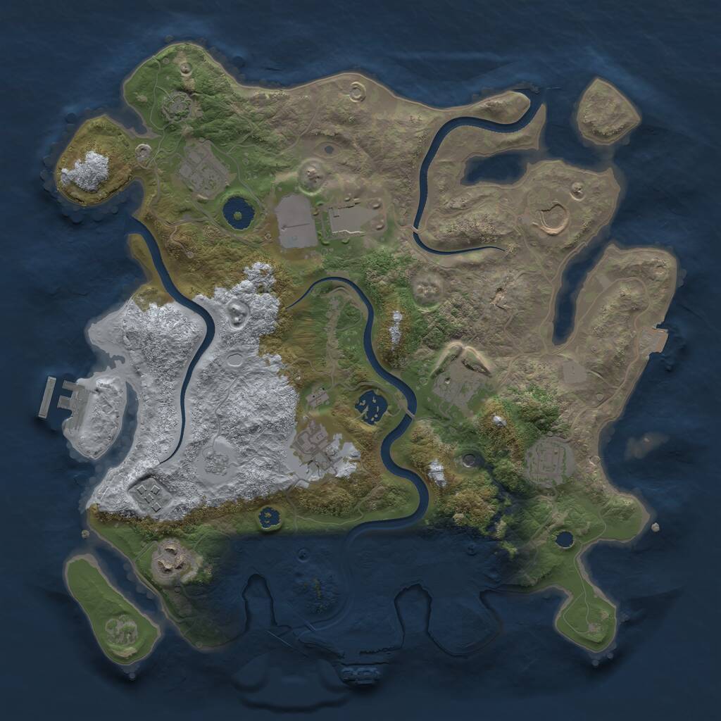 Rust Map: Procedural Map, Size: 3500, Seed: 1202742208, 15 Monuments