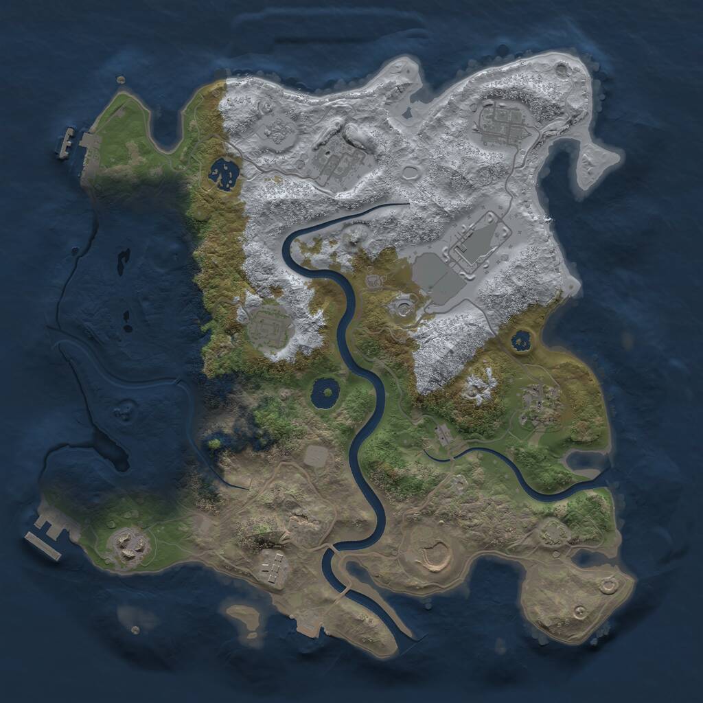 Rust Map: Procedural Map, Size: 3500, Seed: 994920587, 15 Monuments