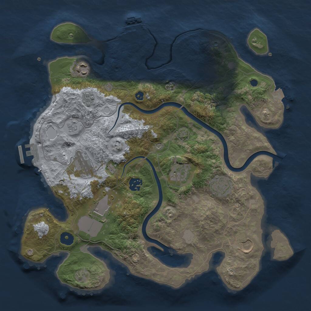 Rust Map: Procedural Map, Size: 3500, Seed: 690274713, 14 Monuments