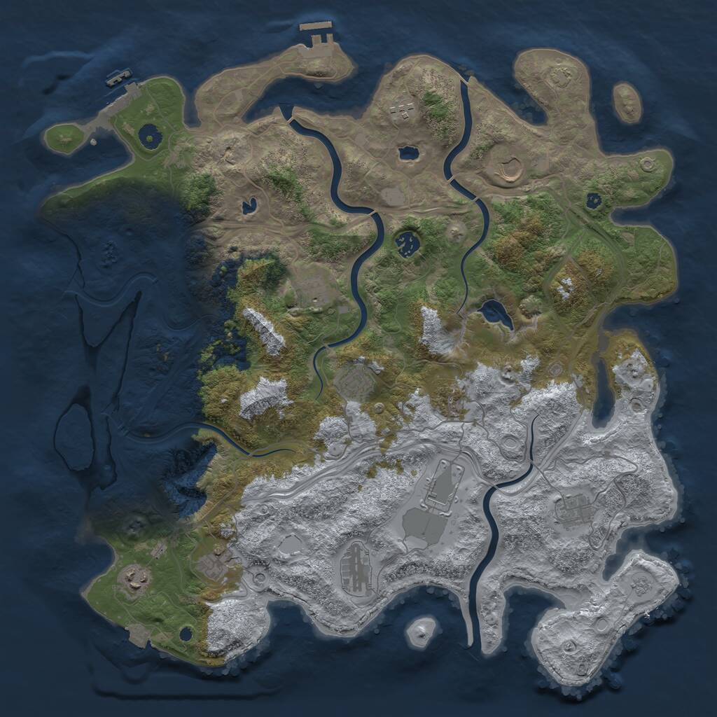 Rust Map: Procedural Map, Size: 4500, Seed: 7760040, 17 Monuments