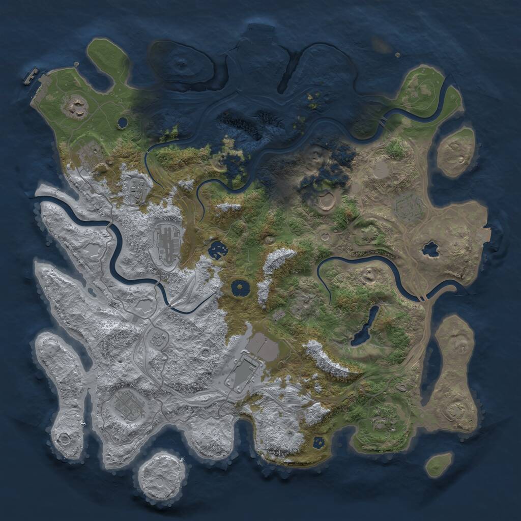 Rust Map: Procedural Map, Size: 4300, Seed: 895679600, 16 Monuments