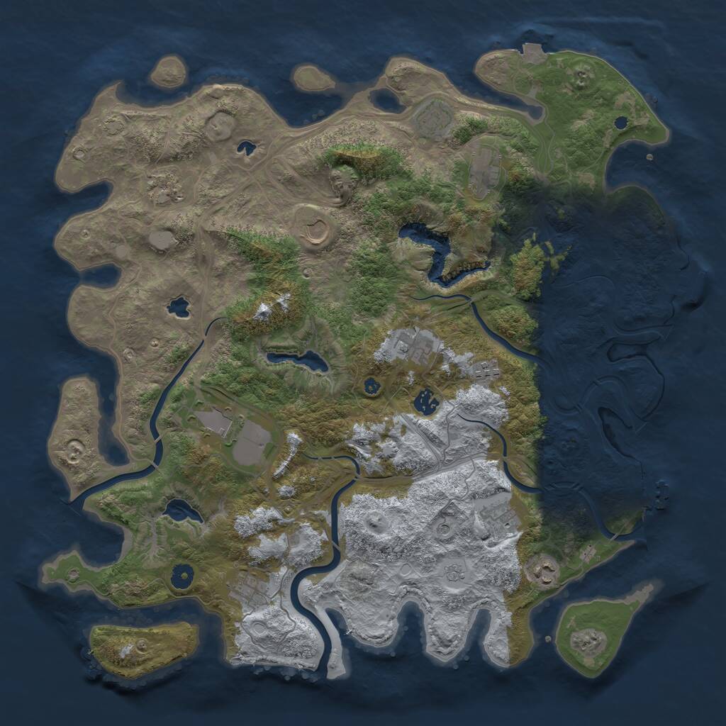 Rust Map: Procedural Map, Size: 4500, Seed: 639459390, 17 Monuments