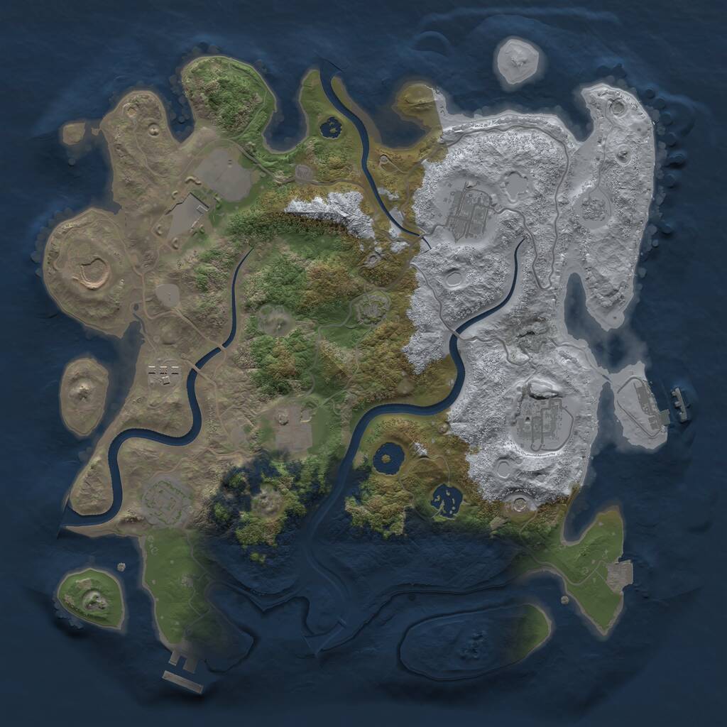 Rust Map: Procedural Map, Size: 3500, Seed: 145263, 14 Monuments