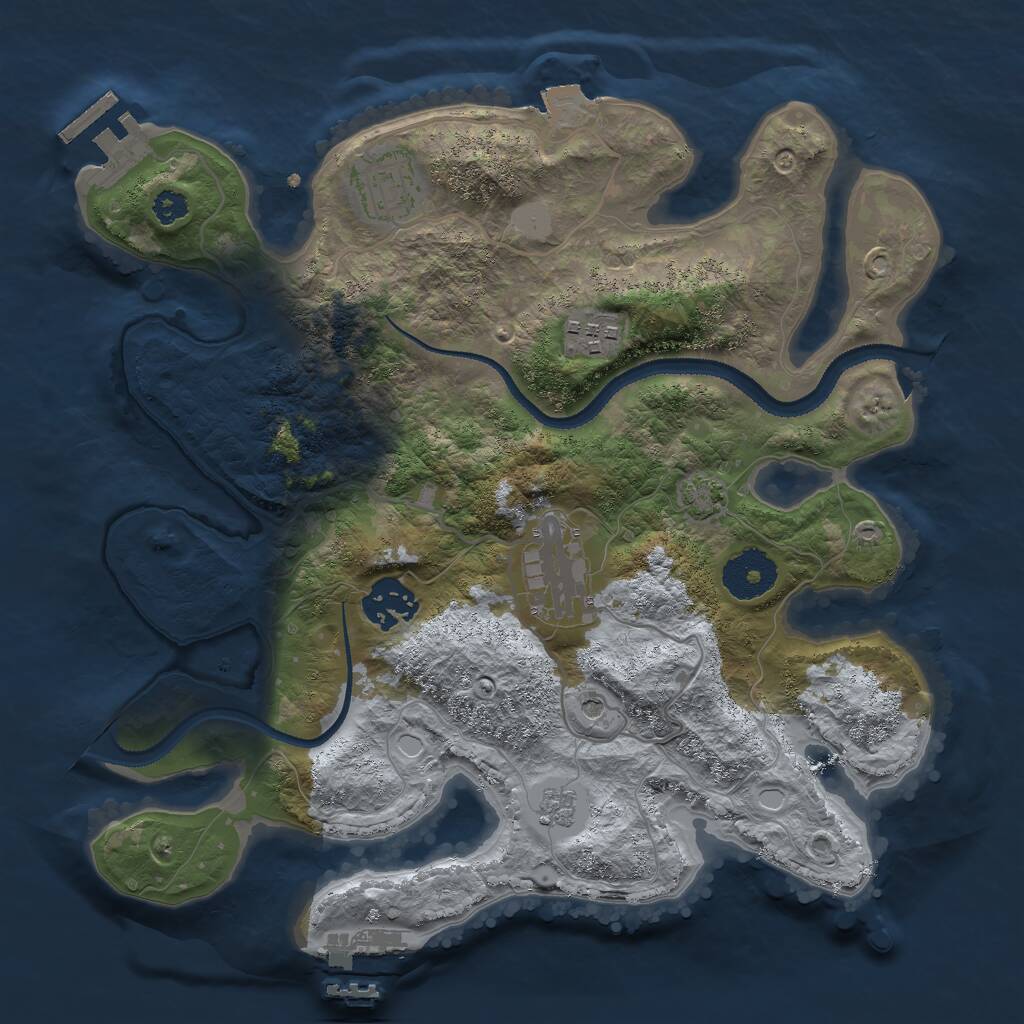 Rust Map: Procedural Map, Size: 3000, Seed: 732073420, 10 Monuments