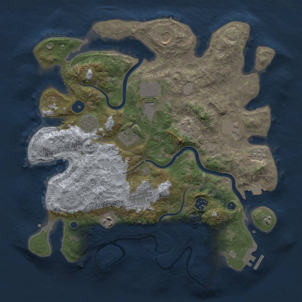 Rust Map: Procedural Map, Size: 3750, Seed: 1366553458, 14 Monuments