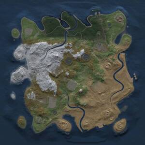 Thumbnail Rust Map: Procedural Map, Size: 3500, Seed: 159593460, 16 Monuments