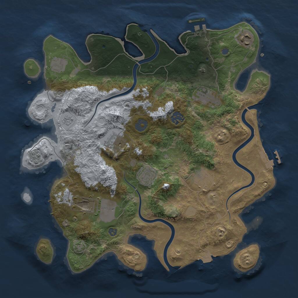 Rust Map: Procedural Map, Size: 3500, Seed: 159593460, 16 Monuments