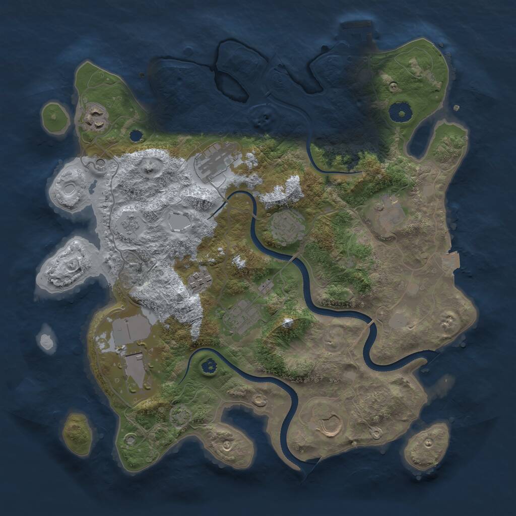 Rust Map: Procedural Map, Size: 3500, Seed: 159593460, 13 Monuments