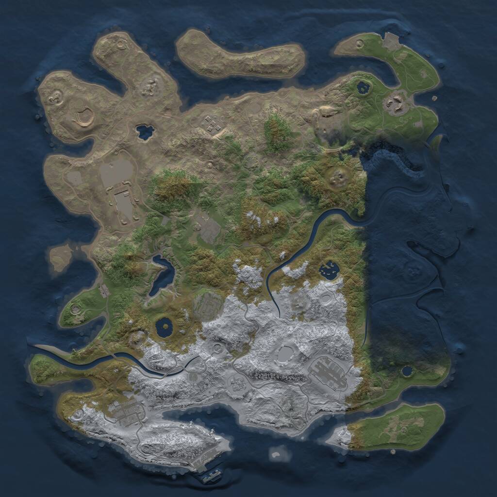 Rust Map: Procedural Map, Size: 4000, Seed: 1301555540, 16 Monuments
