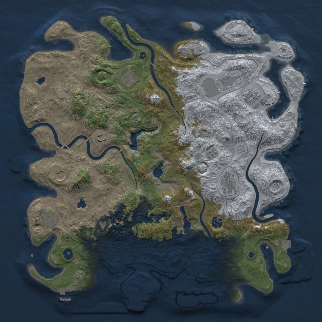 Rust Map: Procedural Map, Size: 4500, Seed: 214115, 16 Monuments
