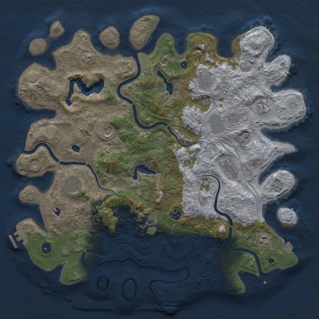 Rust Map: Procedural Map, Size: 4500, Seed: 964551997, 16 Monuments