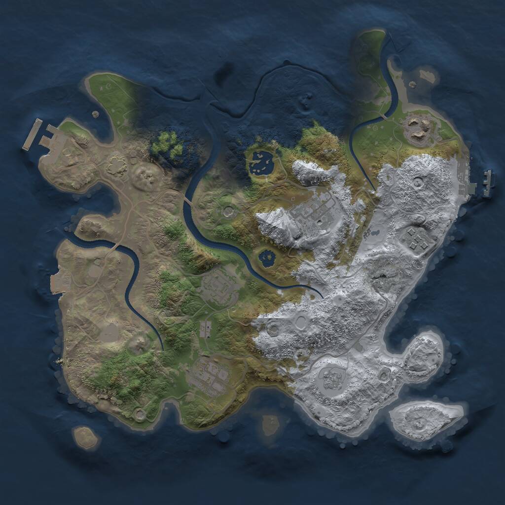 Rust Map: Procedural Map, Size: 3000, Seed: 42343354, 12 Monuments