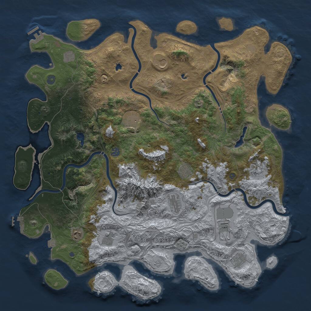 Rust Map: Procedural Map, Size: 5000, Seed: 1014142557, 19 Monuments