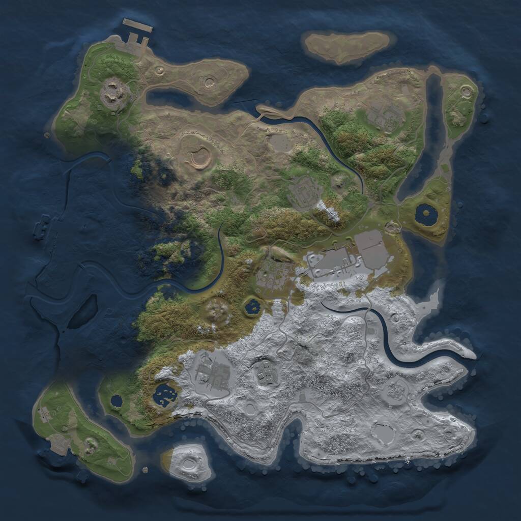 Rust Map: Procedural Map, Size: 3500, Seed: 1793812957, 15 Monuments