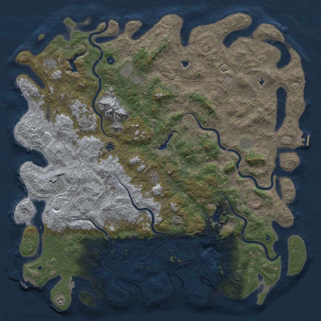 Rust Map: Procedural Map, Size: 6000, Seed: 487291563, 17 Monuments