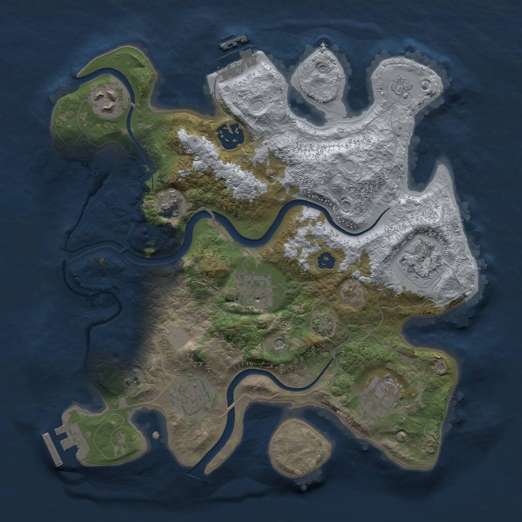 Rust Map: Procedural Map, Size: 3000, Seed: 928651042, 13 Monuments