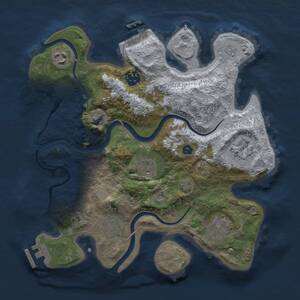 Thumbnail Rust Map: Procedural Map, Size: 3000, Seed: 928651042, 13 Monuments