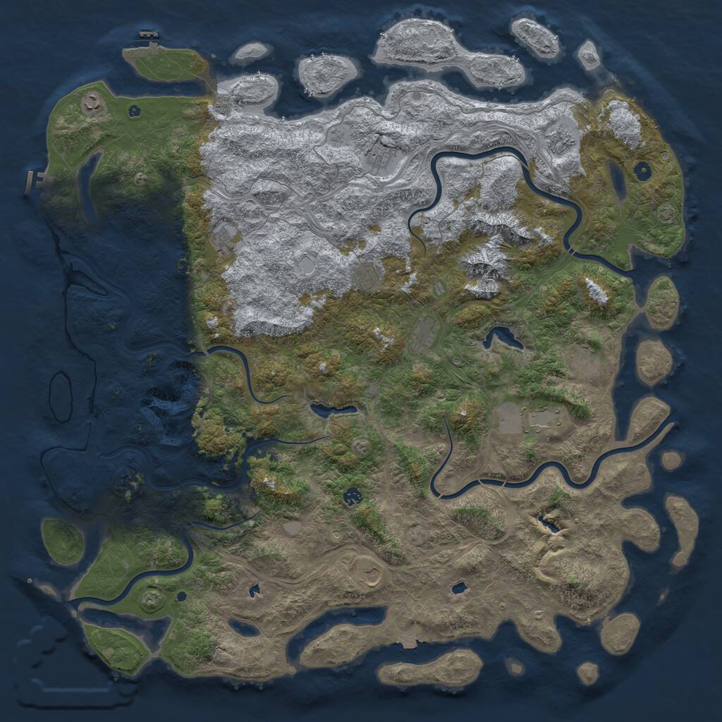 Rust Map: Procedural Map, Size: 6000, Seed: 1235926173, 17 Monuments