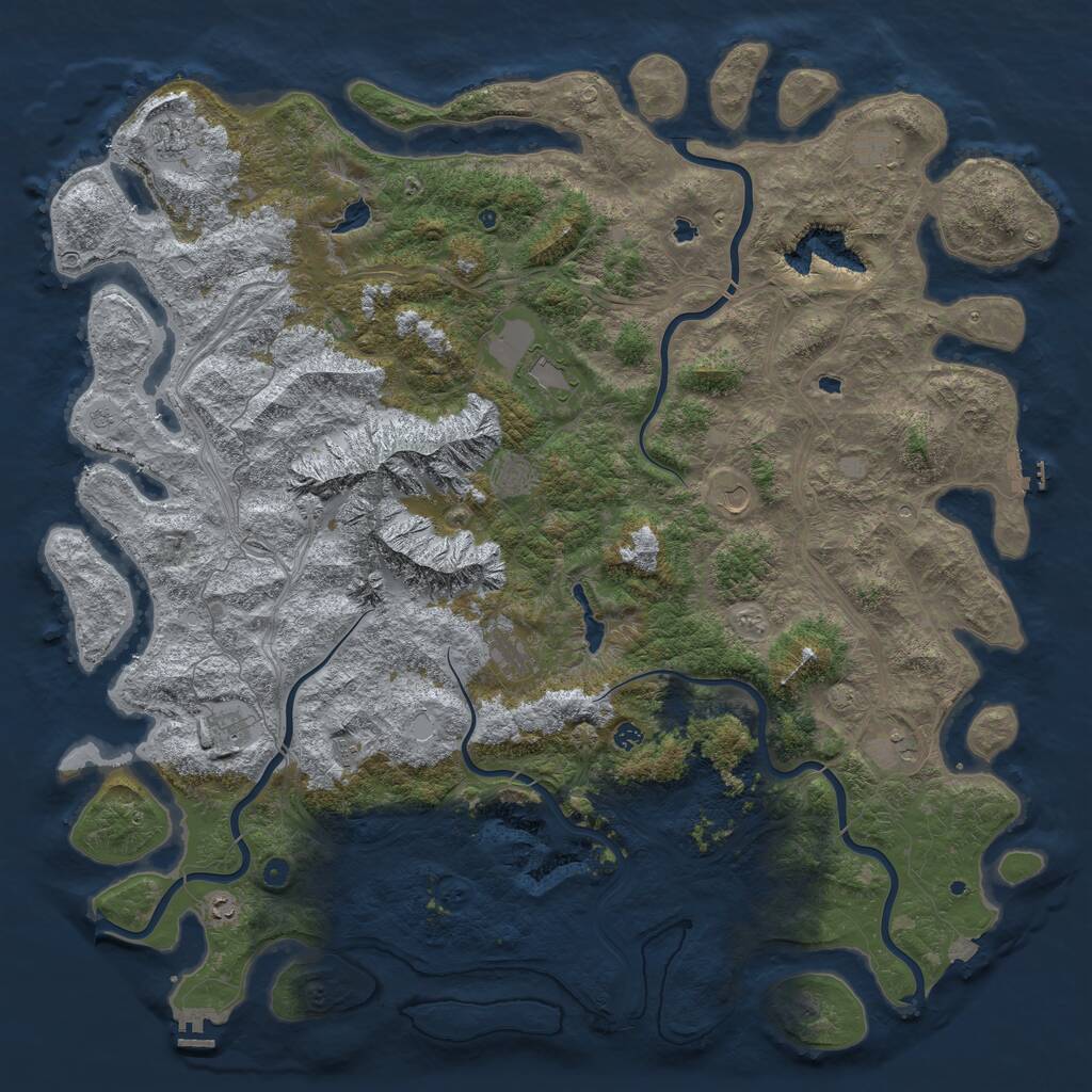 Rust Map: Procedural Map, Size: 6000, Seed: 370826, 17 Monuments