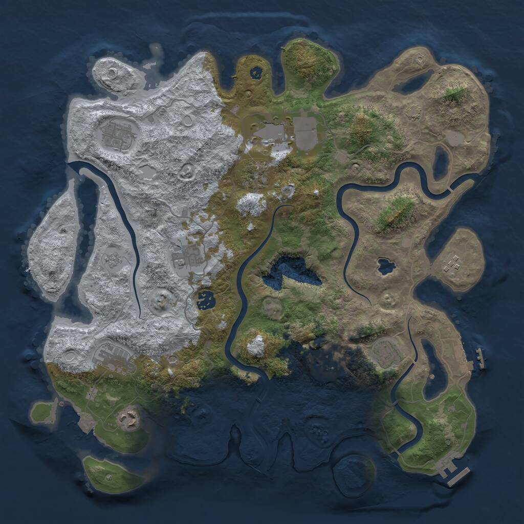 Rust Map: Procedural Map, Size: 4050, Seed: 1857567180, 16 Monuments
