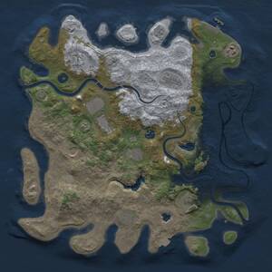 Thumbnail Rust Map: Procedural Map, Size: 4000, Seed: 35693074, 16 Monuments