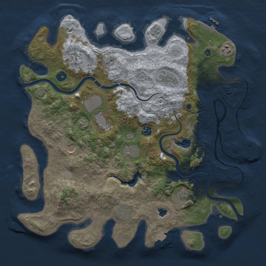 Rust Map: Procedural Map, Size: 4000, Seed: 35693074, 16 Monuments