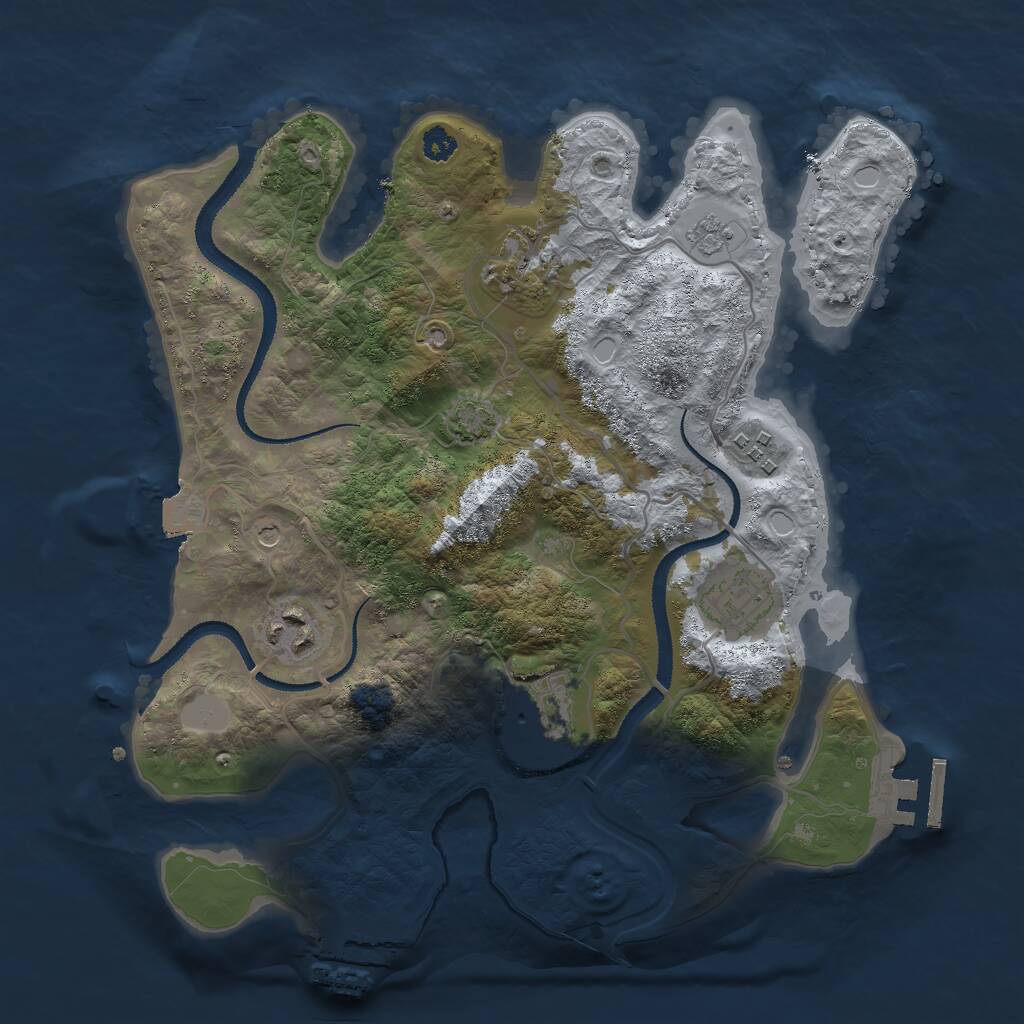 Rust Map: Procedural Map, Size: 3000, Seed: 734258343, 11 Monuments
