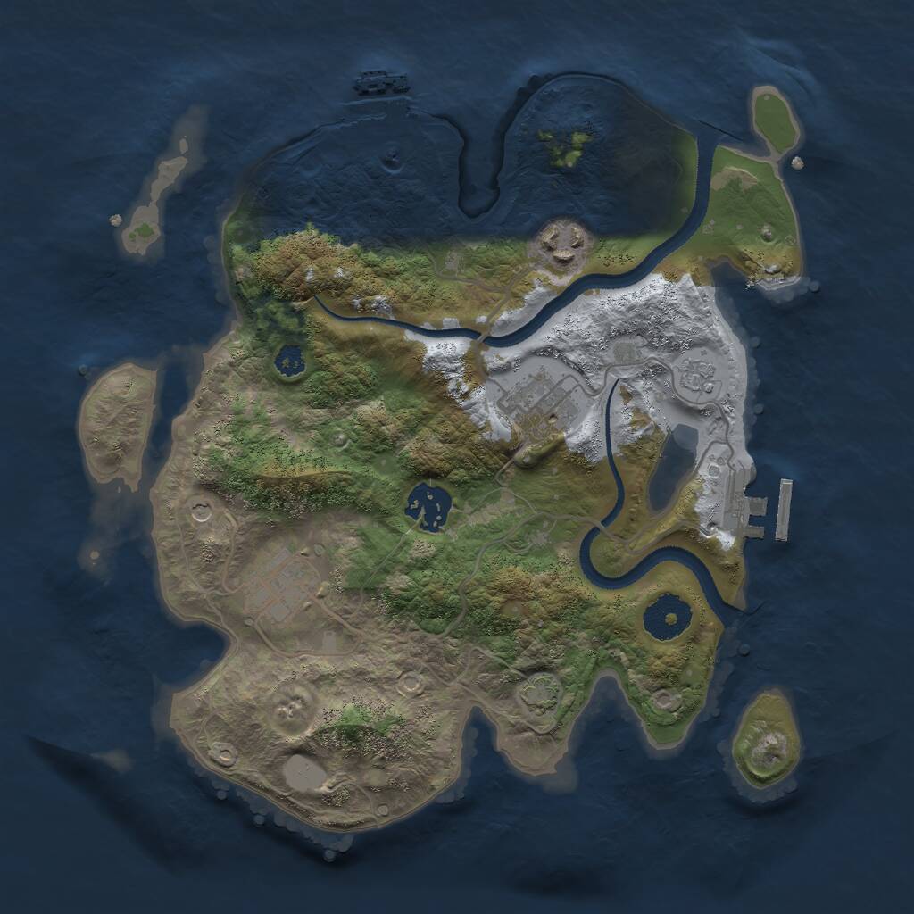 Rust Map: Procedural Map, Size: 3000, Seed: 76383, 10 Monuments
