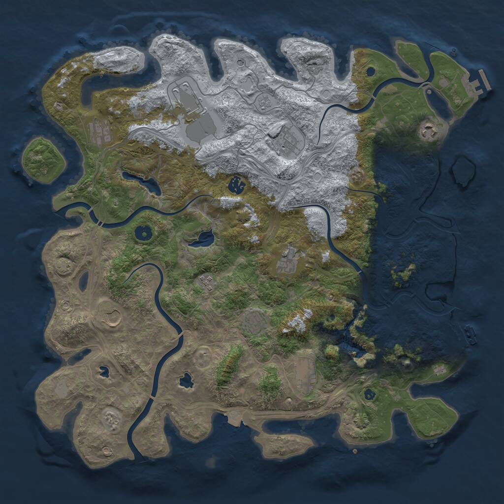 Rust Map: Procedural Map, Size: 4500, Seed: 1287915303, 16 Monuments