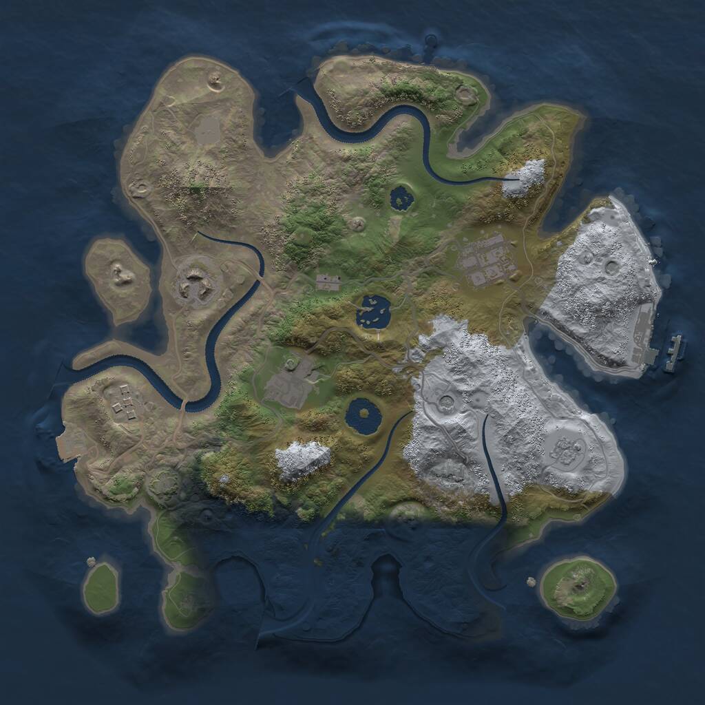 Rust Map: Procedural Map, Size: 3000, Seed: 1565, 10 Monuments