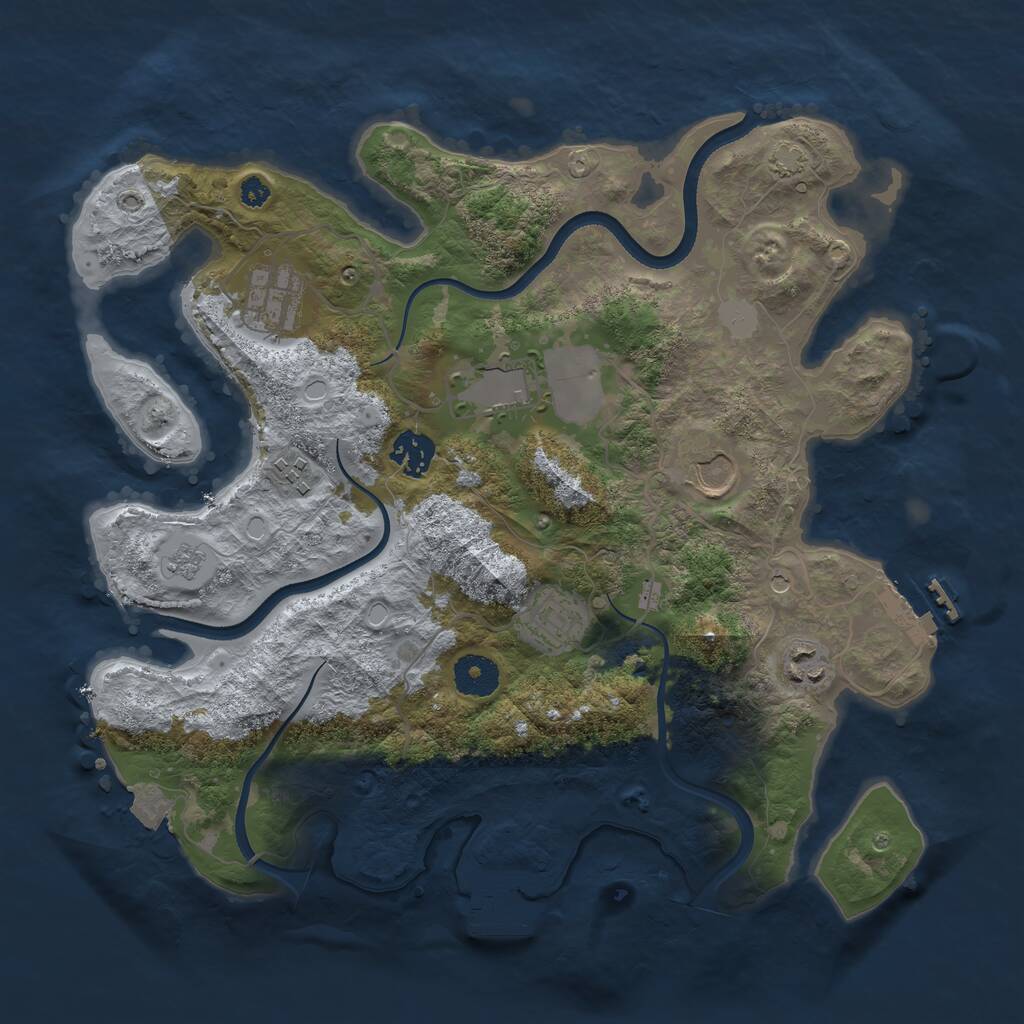 Rust Map: Procedural Map, Size: 3500, Seed: 58743, 13 Monuments