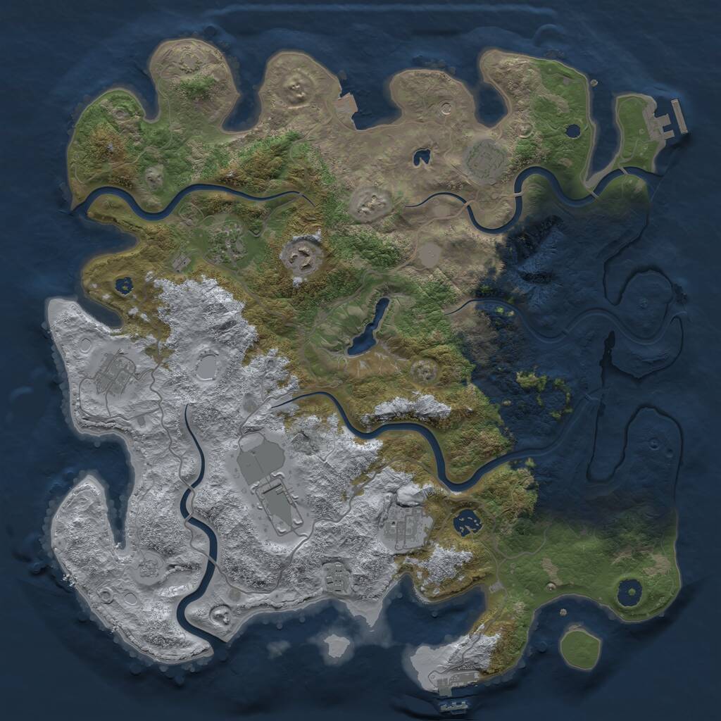 Rust Map: Procedural Map, Size: 4125, Seed: 1030437437, 14 Monuments