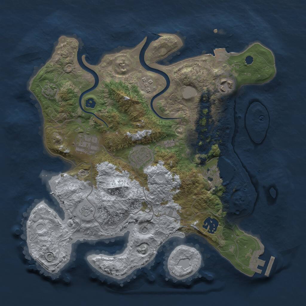 Rust Map: Procedural Map, Size: 3000, Seed: 1221508915, 11 Monuments