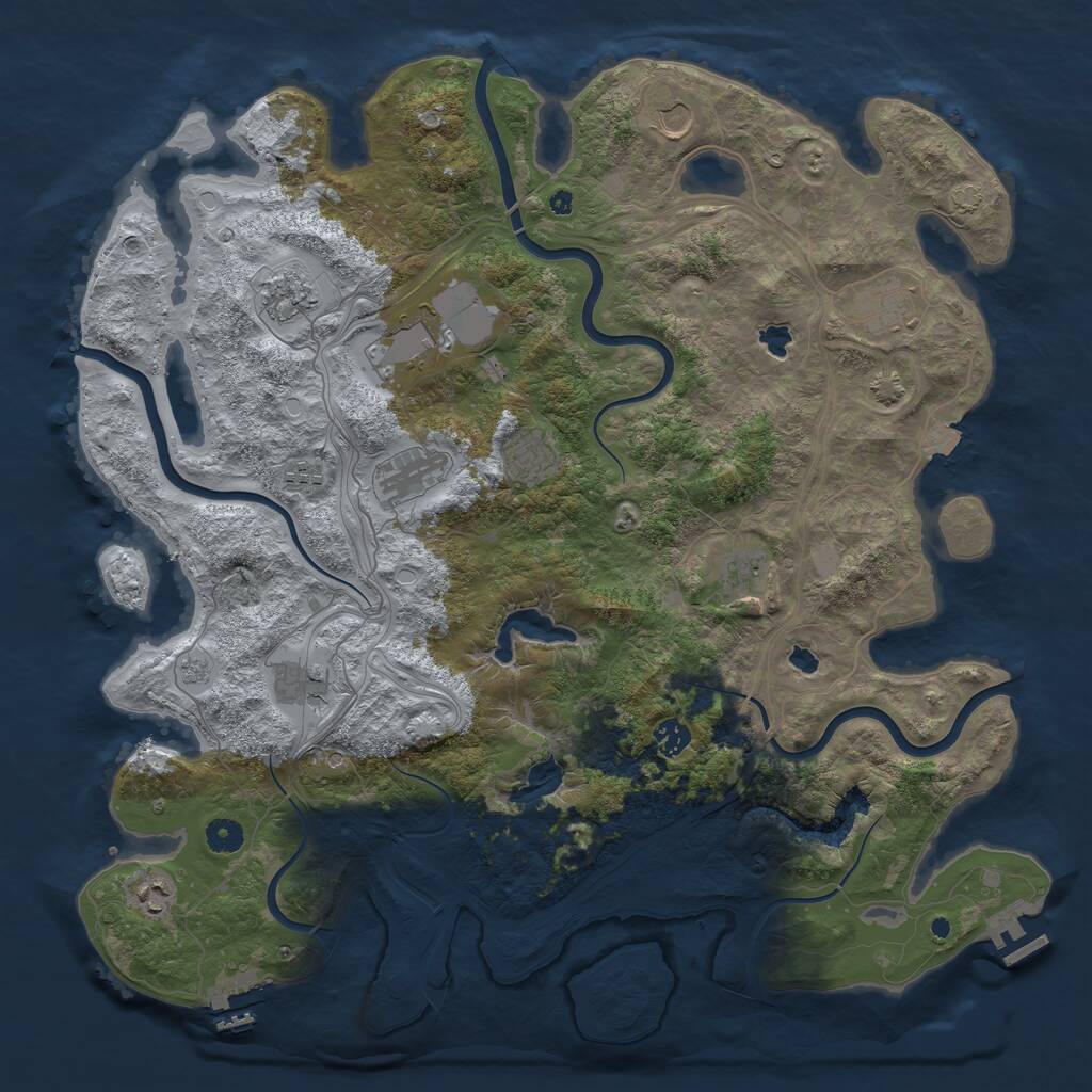 Rust Map: Procedural Map, Size: 4500, Seed: 657116082, 17 Monuments
