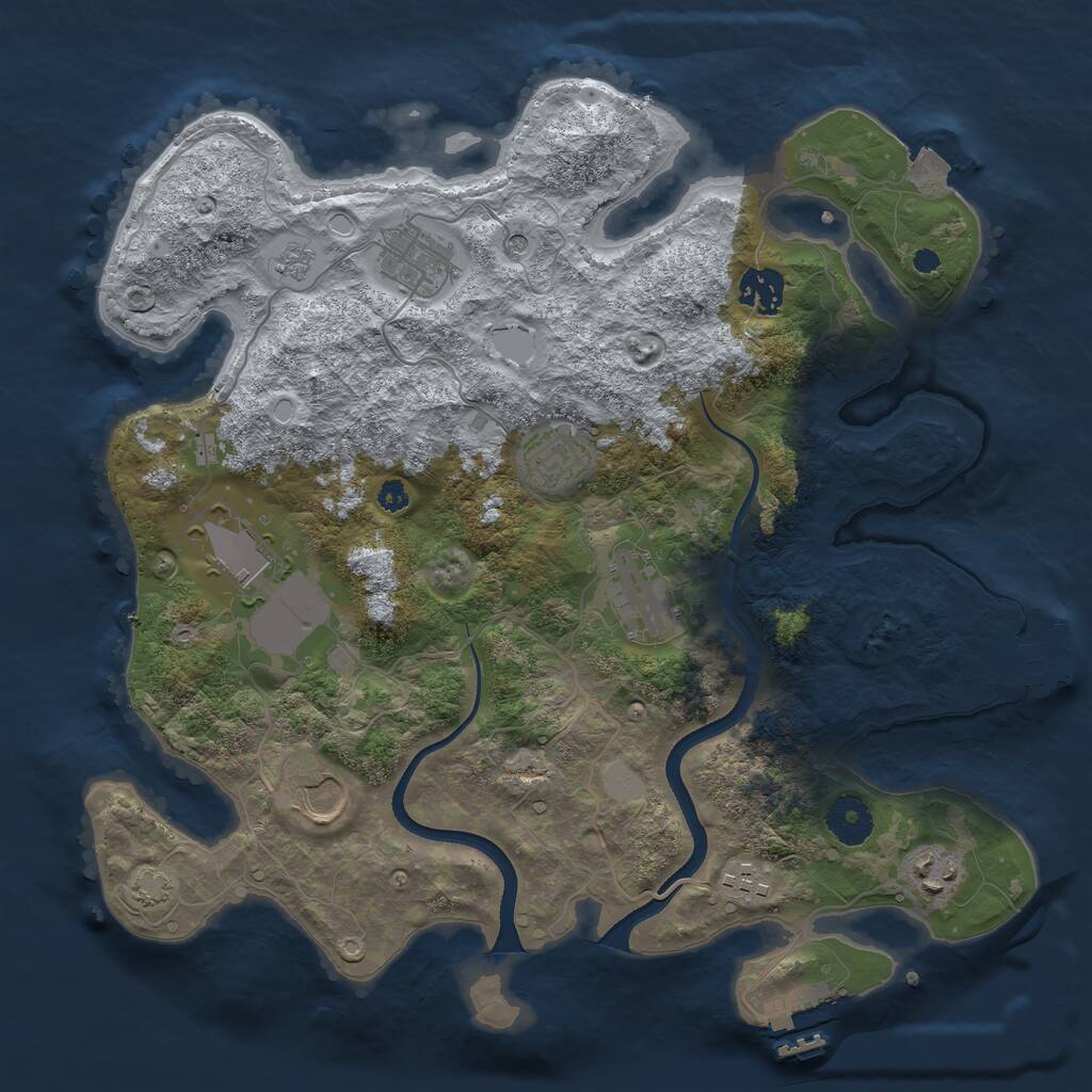 Rust Map: Procedural Map, Size: 3500, Seed: 642880613, 14 Monuments