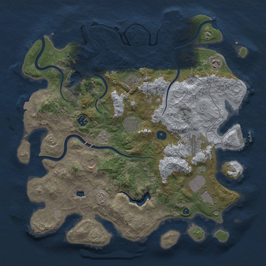 Rust Map: Procedural Map, Size: 4050, Seed: 1579086236, 14 Monuments