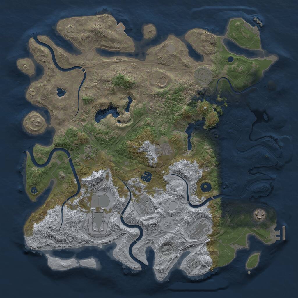Rust Map: Procedural Map, Size: 4250, Seed: 1355782165, 16 Monuments