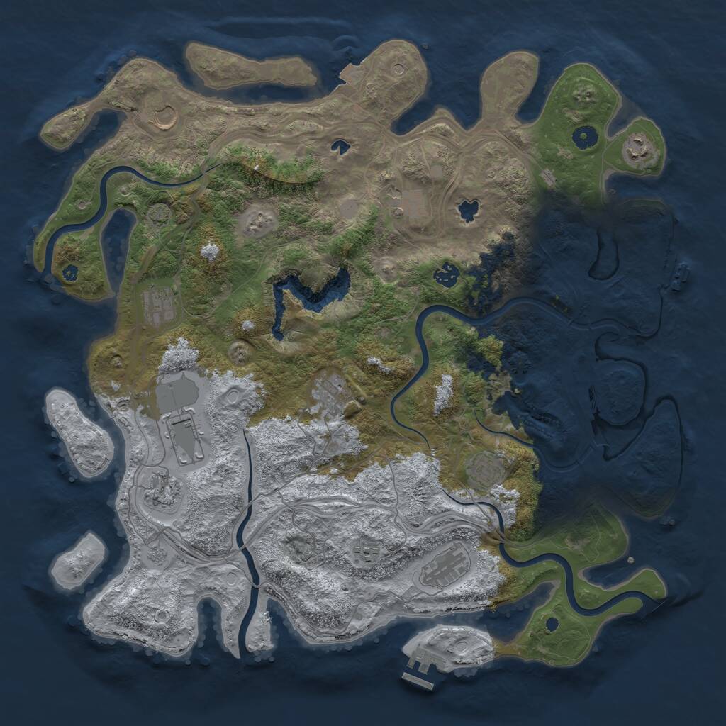 Rust Map: Procedural Map, Size: 4500, Seed: 222036967, 17 Monuments