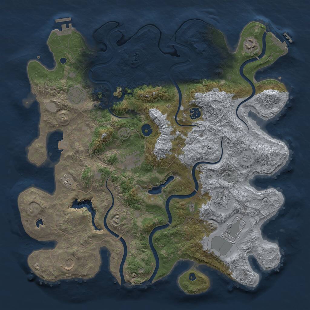 Rust Map: Procedural Map, Size: 4050, Seed: 735116797, 14 Monuments