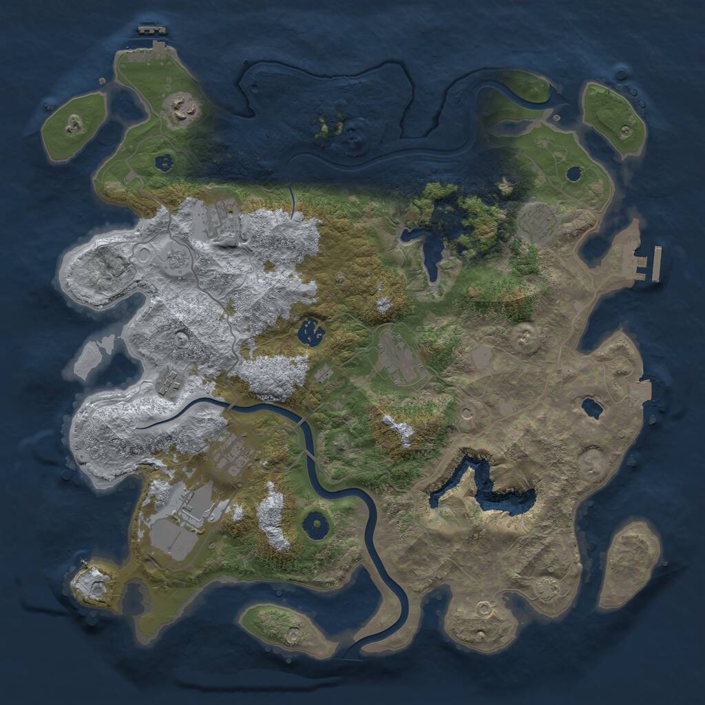 Rust Map: Procedural Map, Size: 4000, Seed: 9374285, 14 Monuments