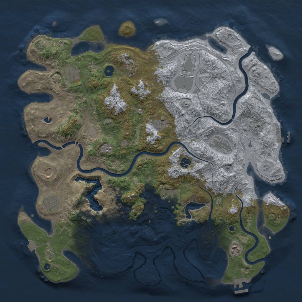 Rust Map: Procedural Map, Size: 4500, Seed: 1437204557, 17 Monuments