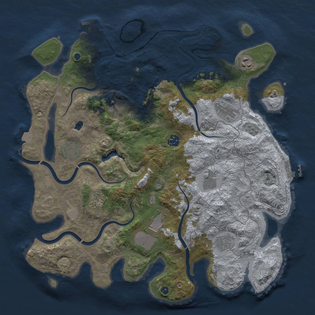 Rust Map: Procedural Map, Size: 4050, Seed: 1270494565, 16 Monuments