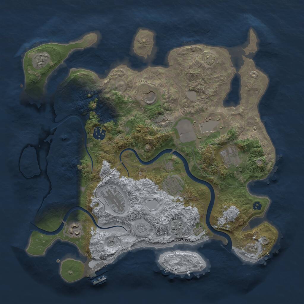 Rust Map: Procedural Map, Size: 3500, Seed: 1574383374, 13 Monuments