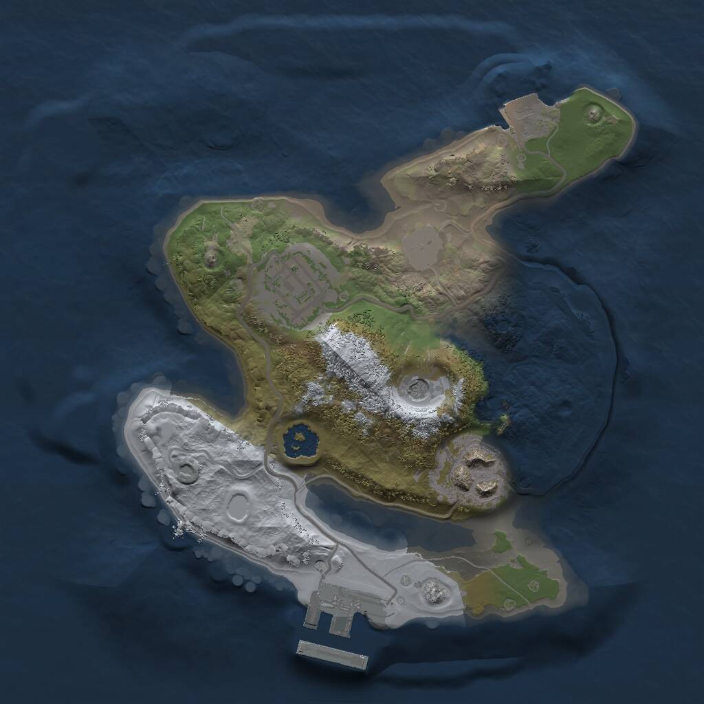 Rust Map: Procedural Map, Size: 2000, Seed: 1078846477, 5 Monuments