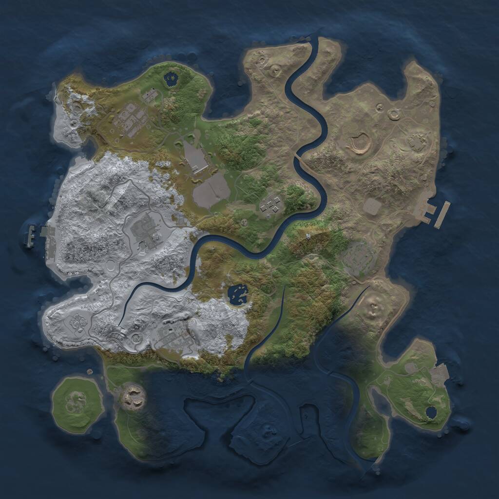 Rust Map: Procedural Map, Size: 3500, Seed: 485551449, 15 Monuments